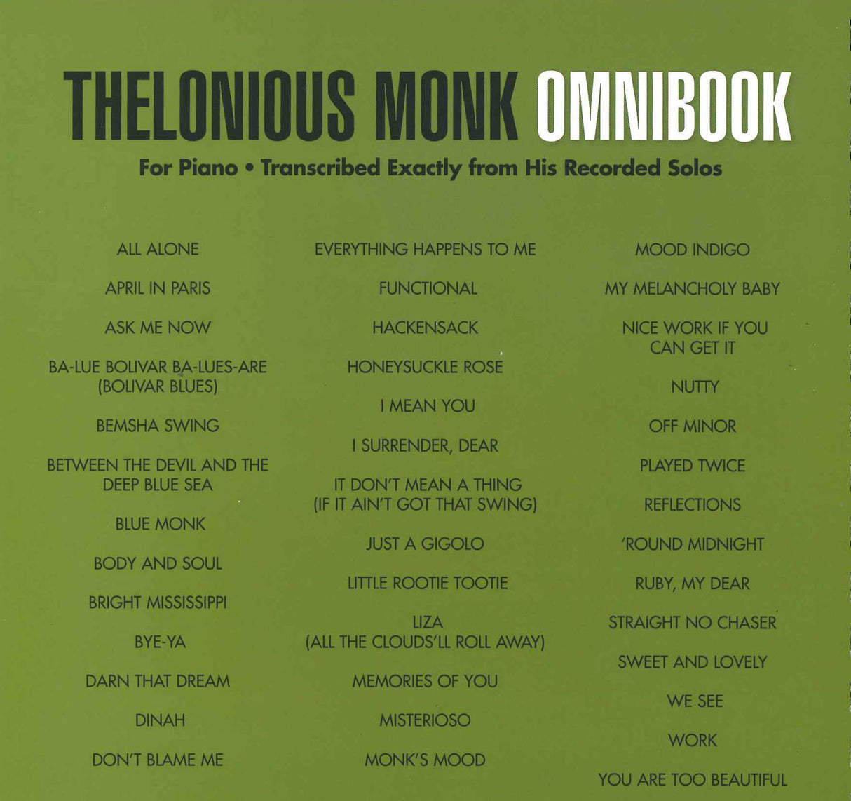 Monk, Thelonious Monk Omnibook (Hal Leonard)