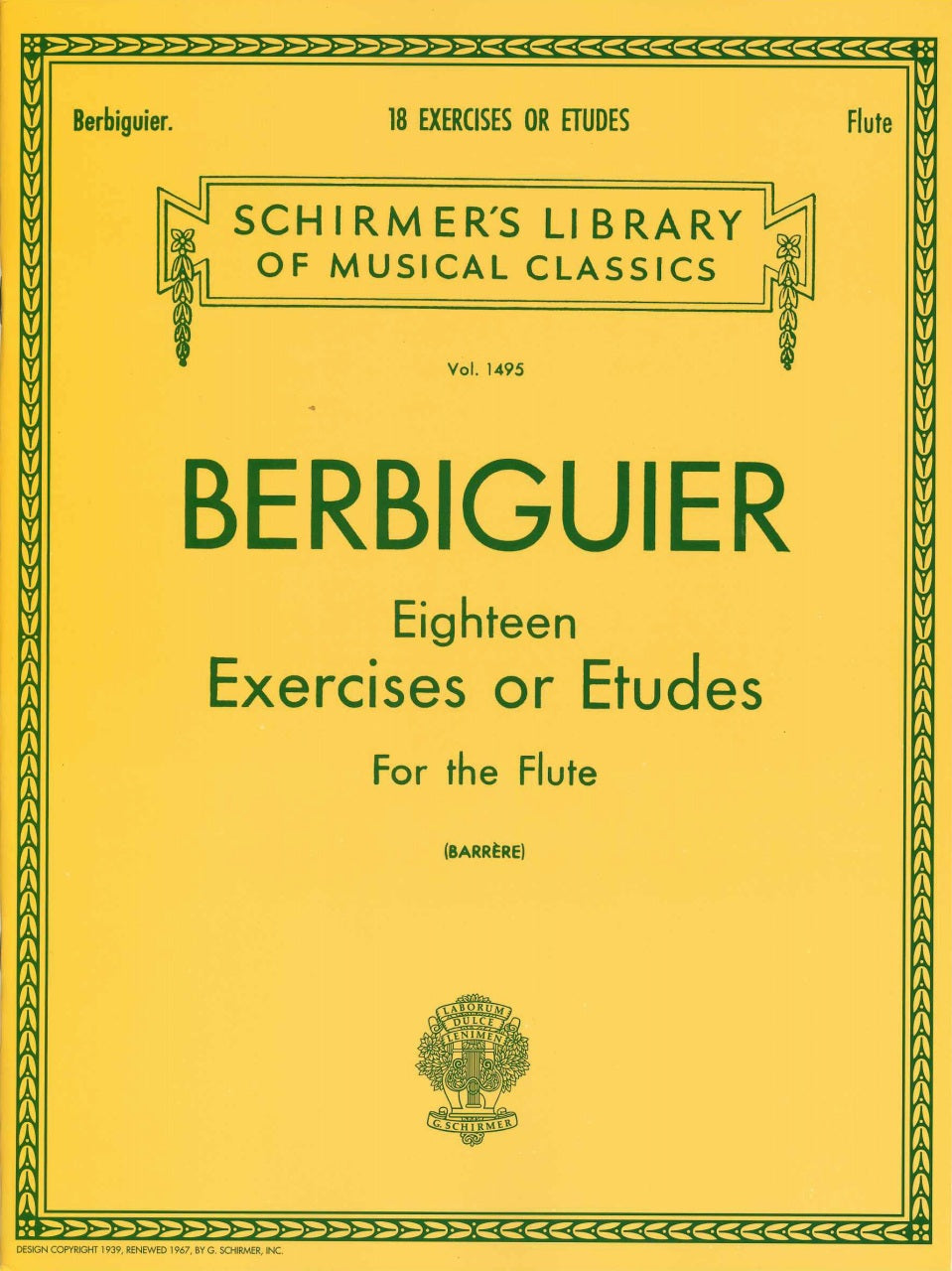 Berbiguier, 18 Exercises or Etudes (G.Schirmer)