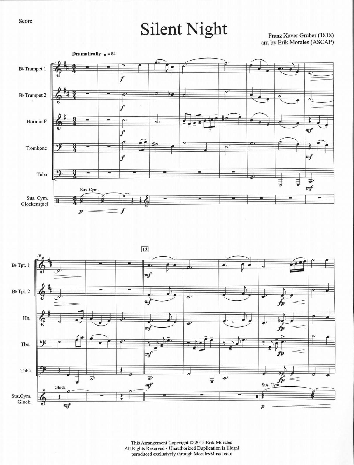 Gruber, Silent Night (Quintet,[Perc]) (Morales Music)