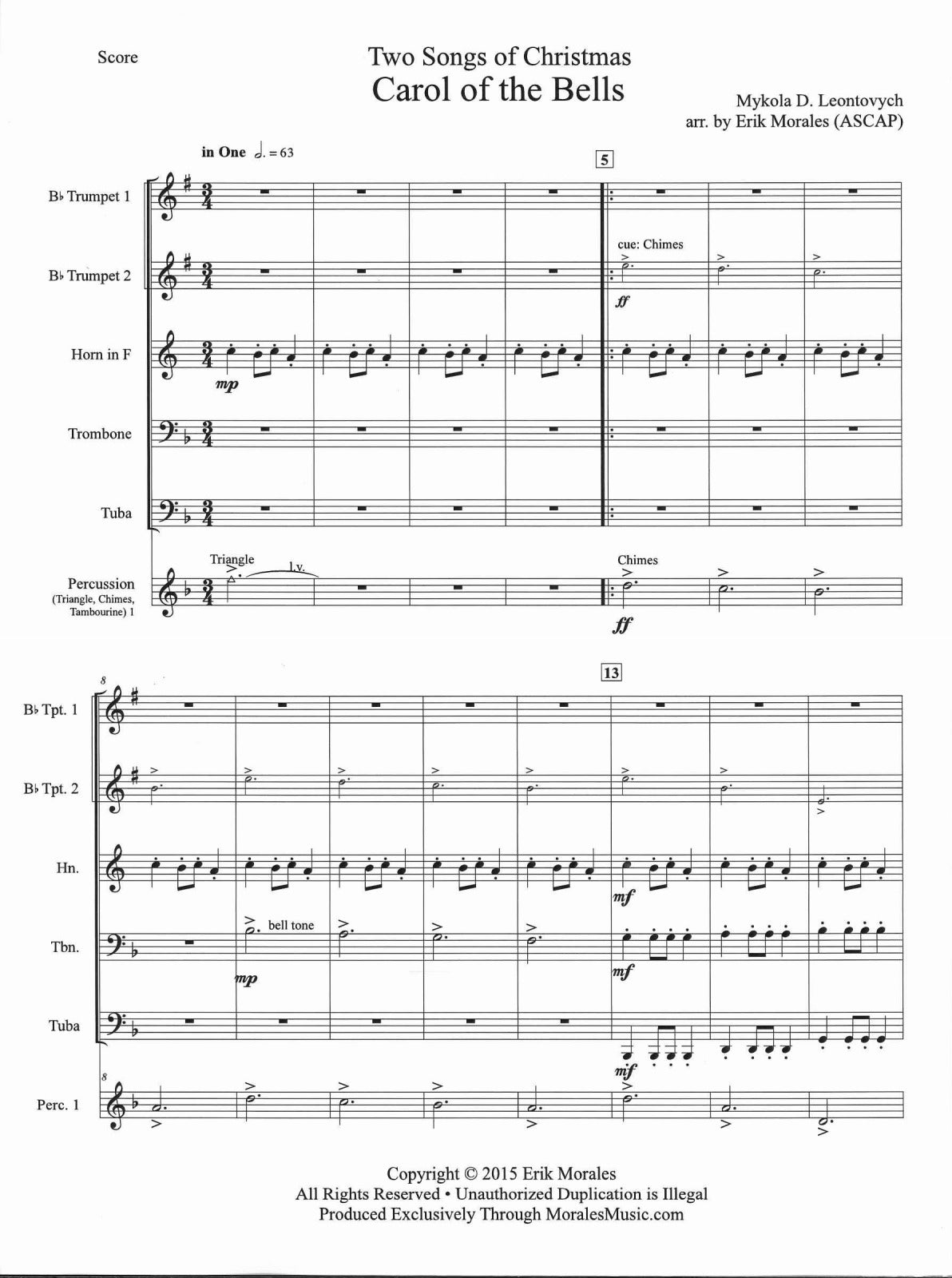 2 Songs of Christmas (Quintet,[Perc]) (Morales Music)