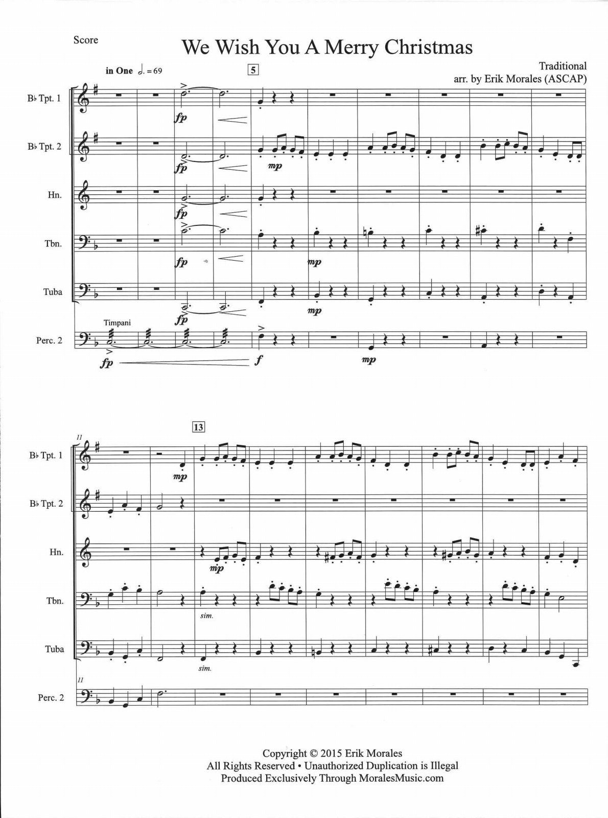 2 Songs of Christmas (Quintet,[Perc]) (Morales Music)