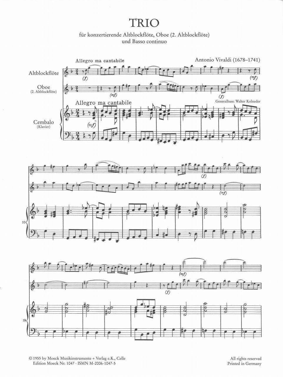 Vivaldi, Trio RV 103 in g (Concerto) (Moeck)