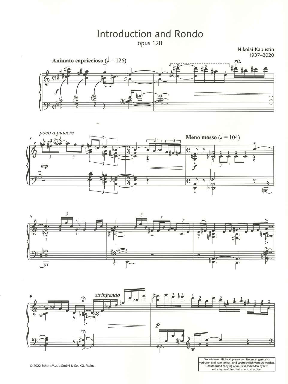 Kapustin, Introduction & Rondo op. 128 (Schott)