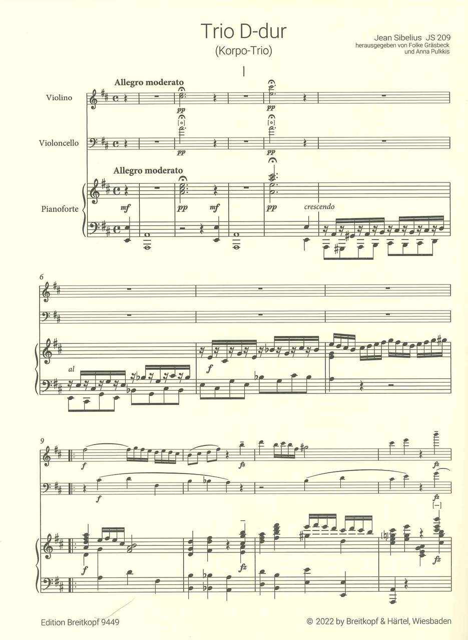 Sibelius, Trio in D, JS 209 'Korpo-' (Breitkopf)