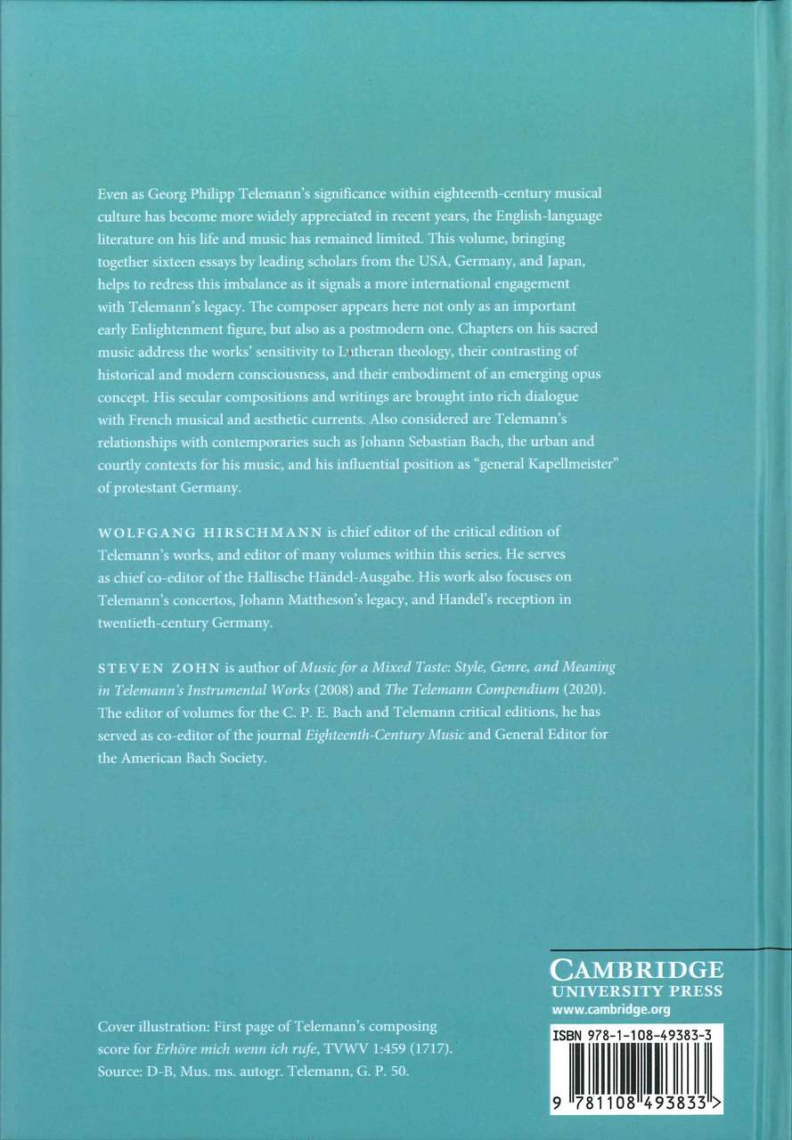 Hirschmann,W., Telemann Studies (Cambridge University Press)