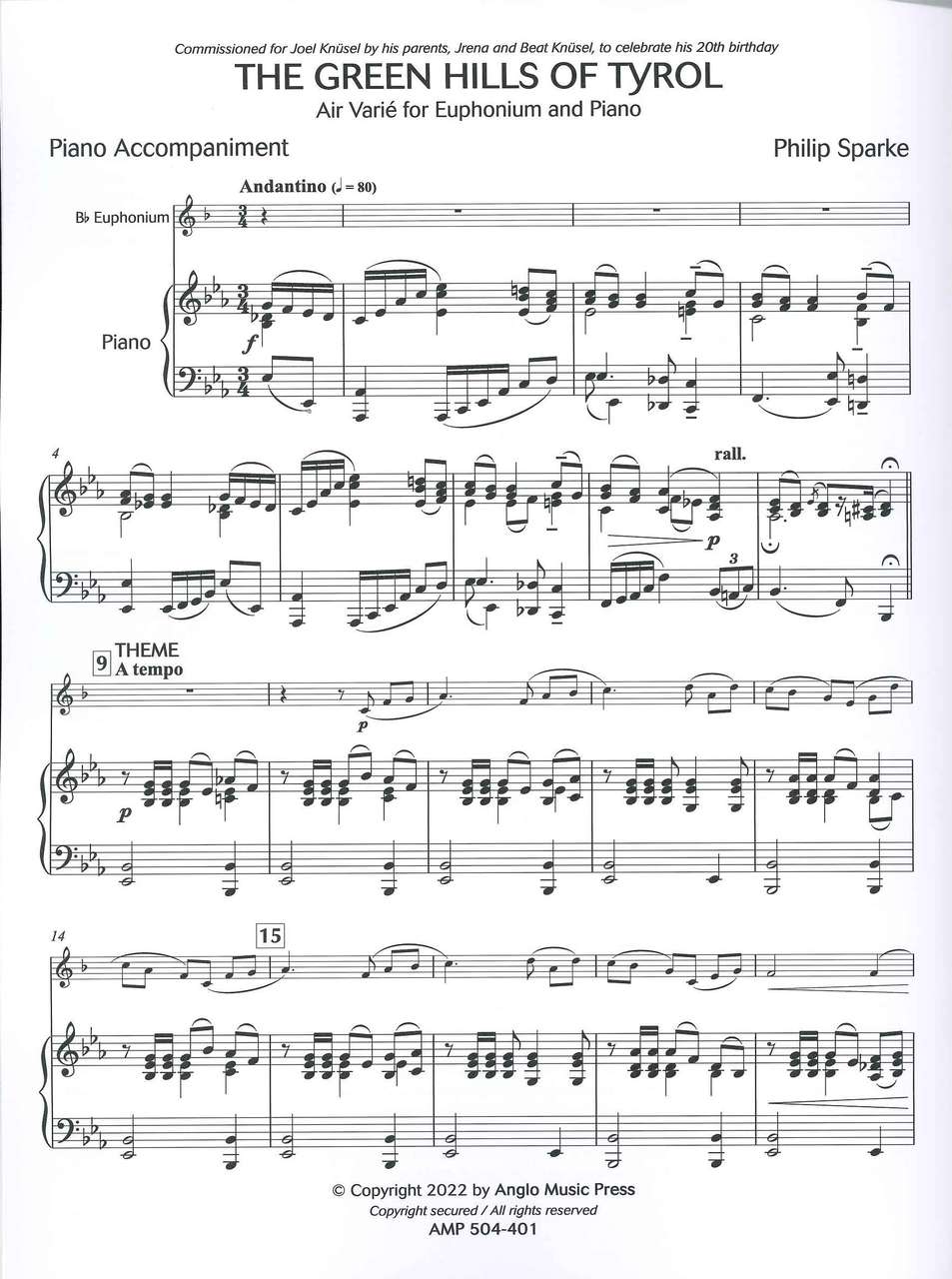 Sparke, Green Hills of Tyrol: Air varie (Anglo Music Press)