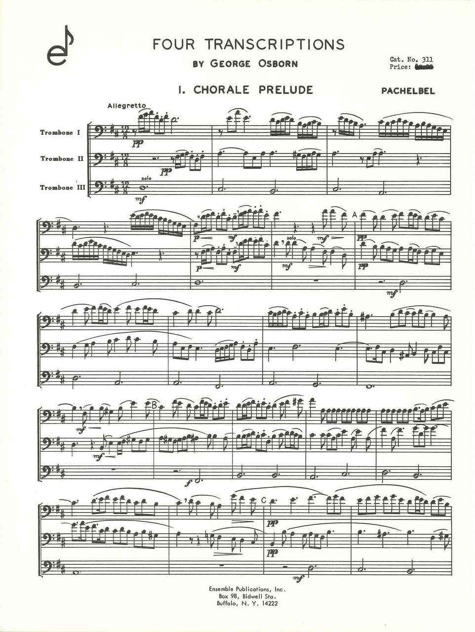 4 Transcriptions (3Tbn) (Ensemble Publications)