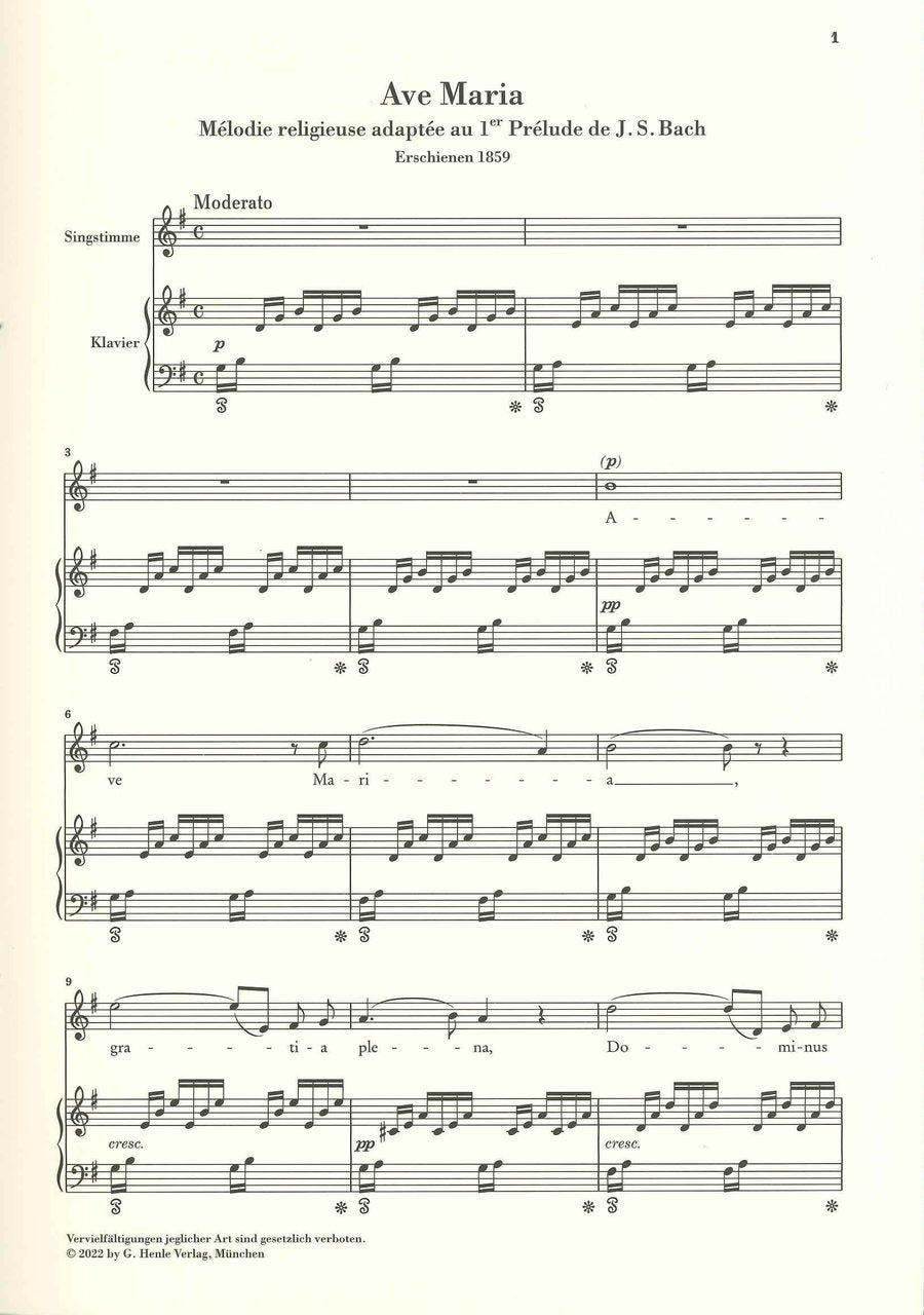 Bach,/Gounod, Ave Maria (High,Pf) [L] (Henle)