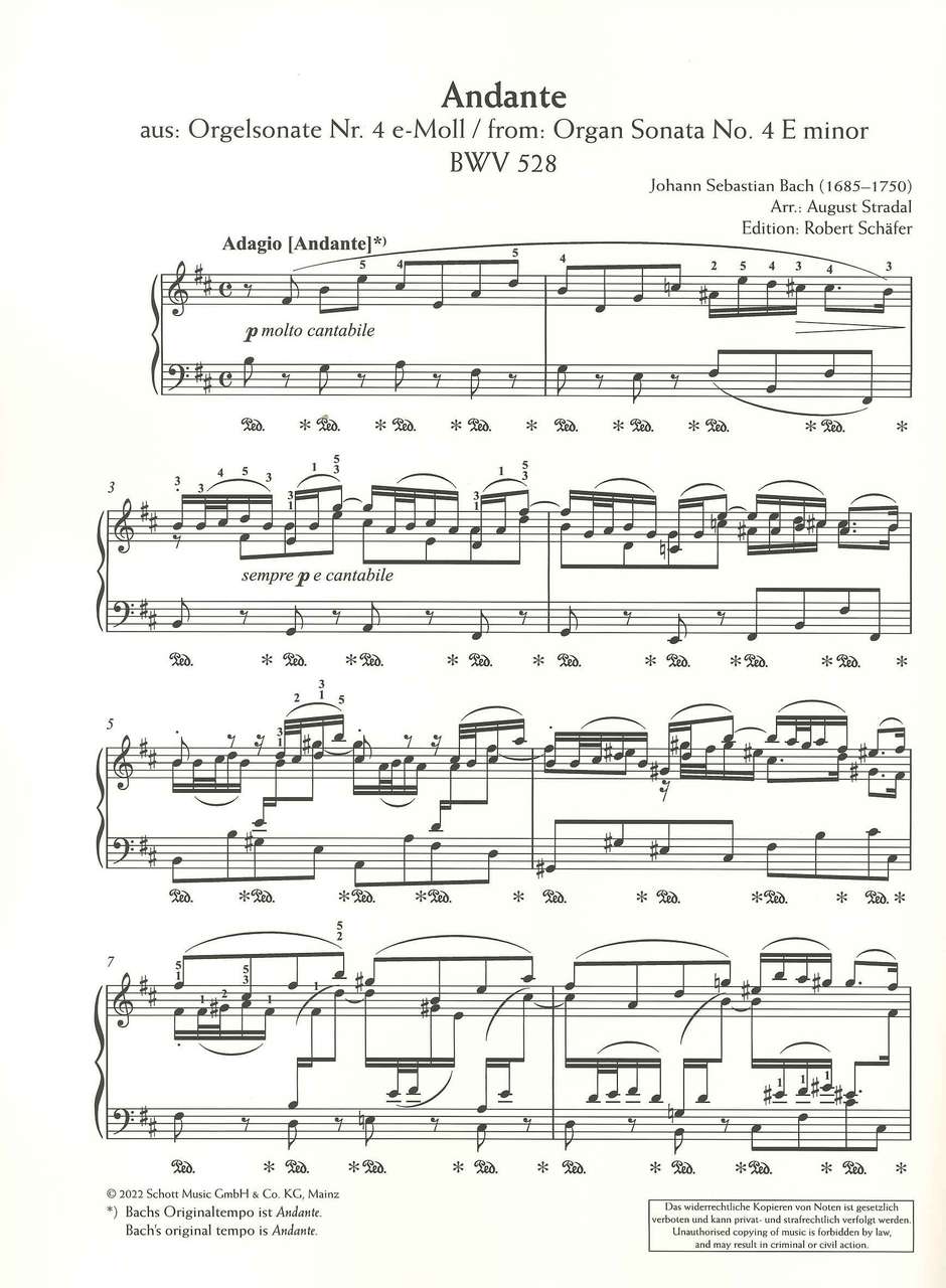 Bach, Sonata BWV 528, Andante (Stradal) (Schott)