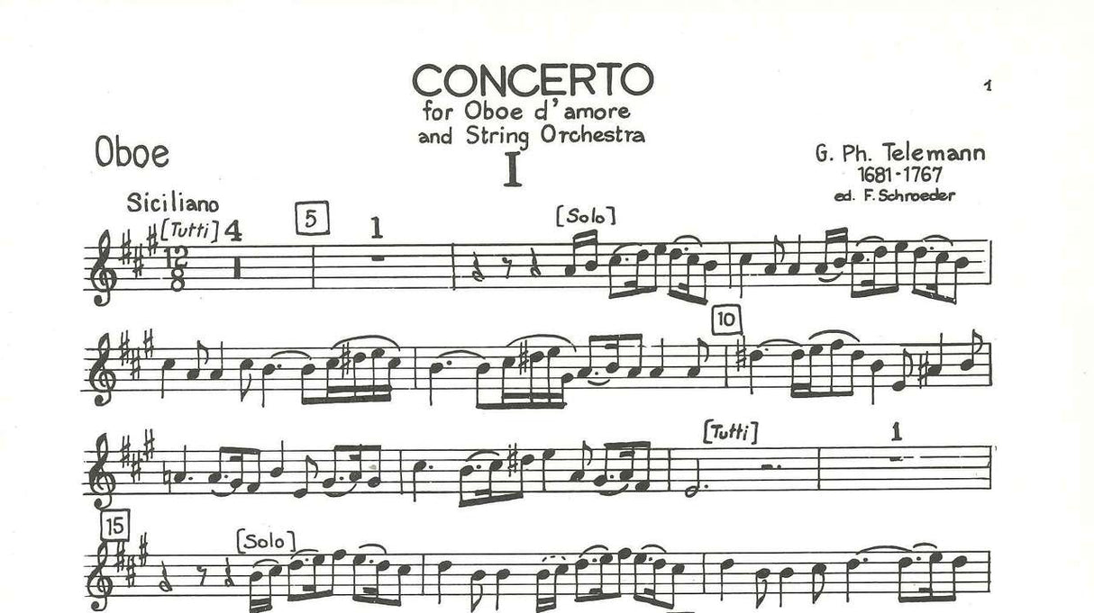 Telemann, Concerto in A: Oboe (Schott)