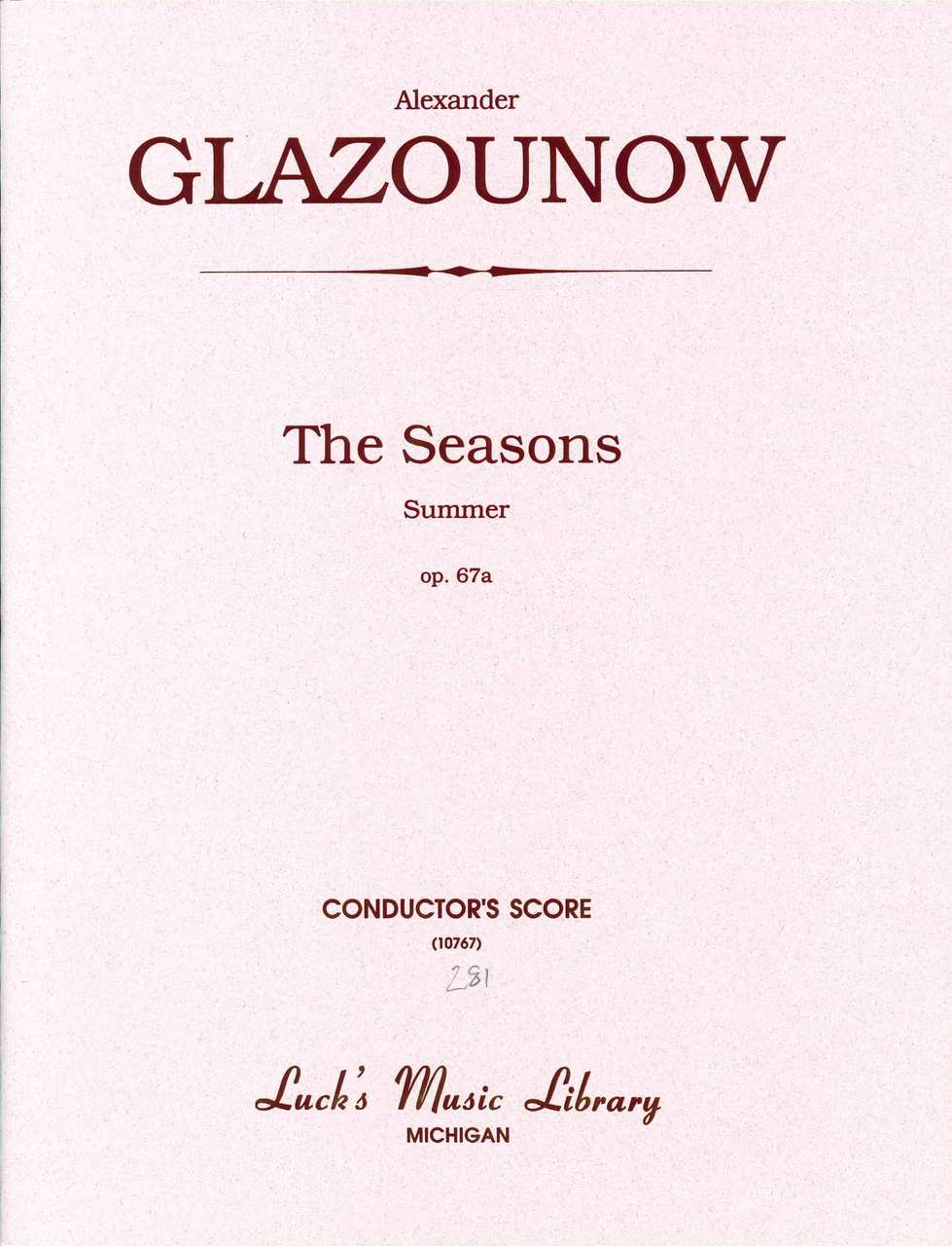 Glazunov, Seasons op. 67, Summer: Score (Luck's Music)