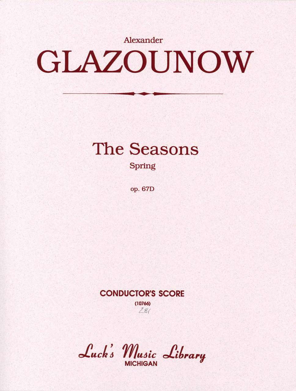 Glazunov, Seasons, Spring Full Score (Luck's Music)