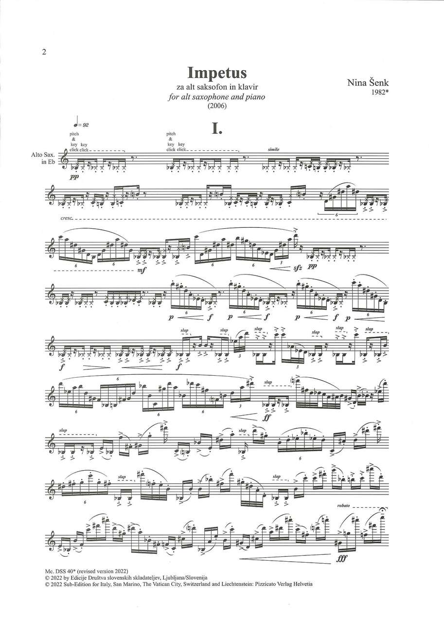 Senk, Impetus (ASax,Pf) (DSS (Society of Slovene Composers))