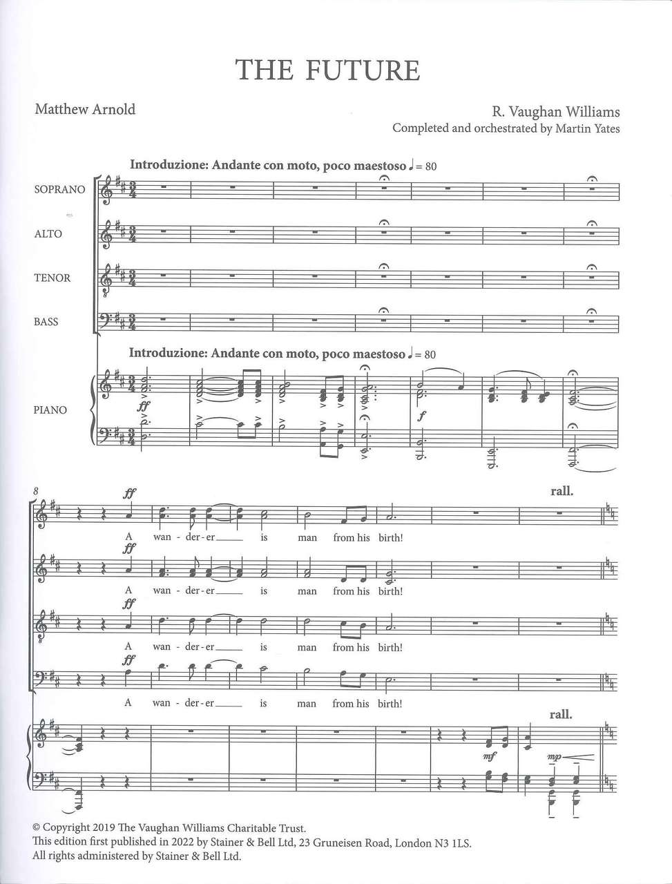 Vaughan Williams, Future: Vocal Score (Stainer & Bell)