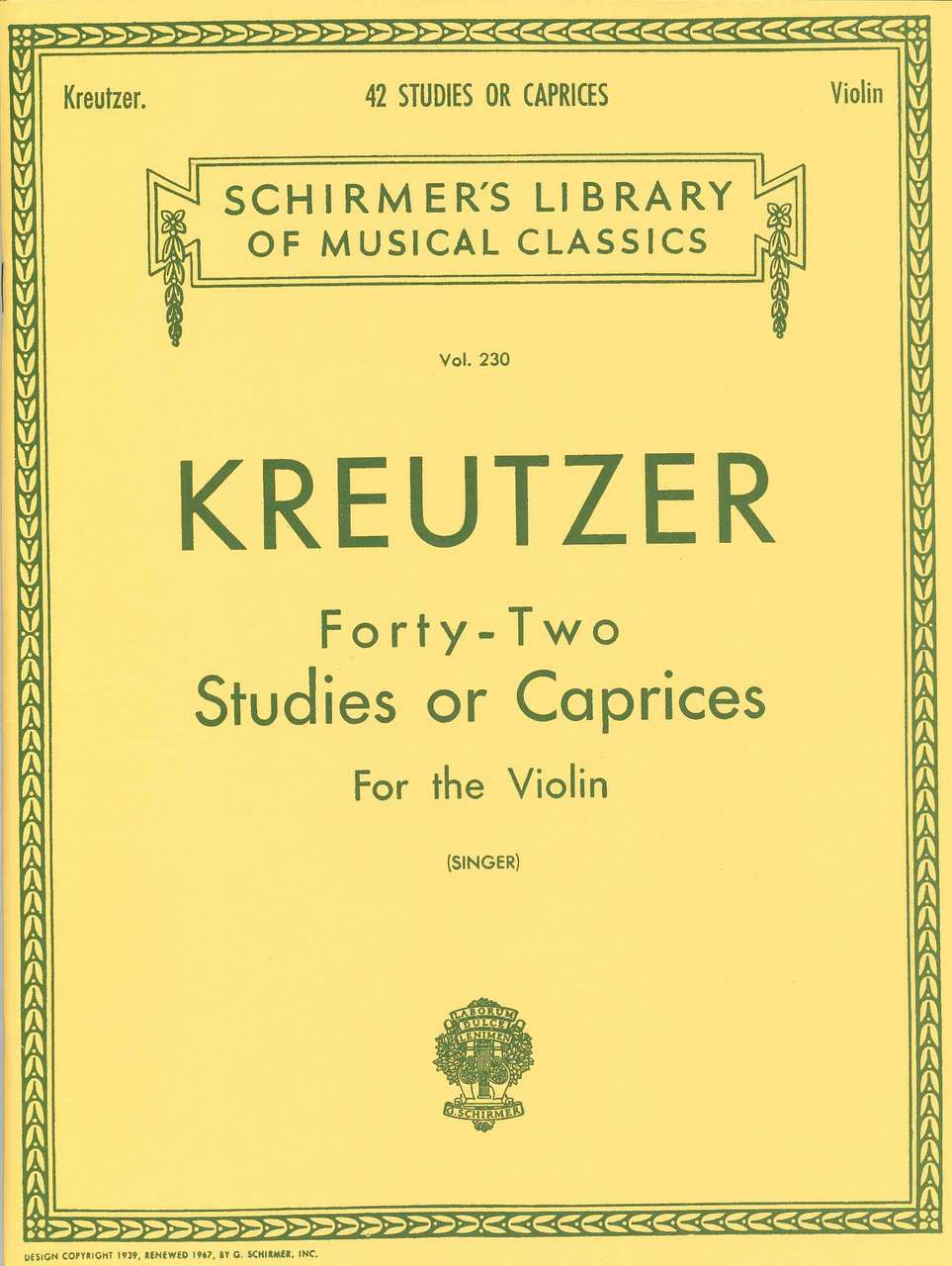 Kreutzer, 42 Studies (Singer) (G.Schirmer)