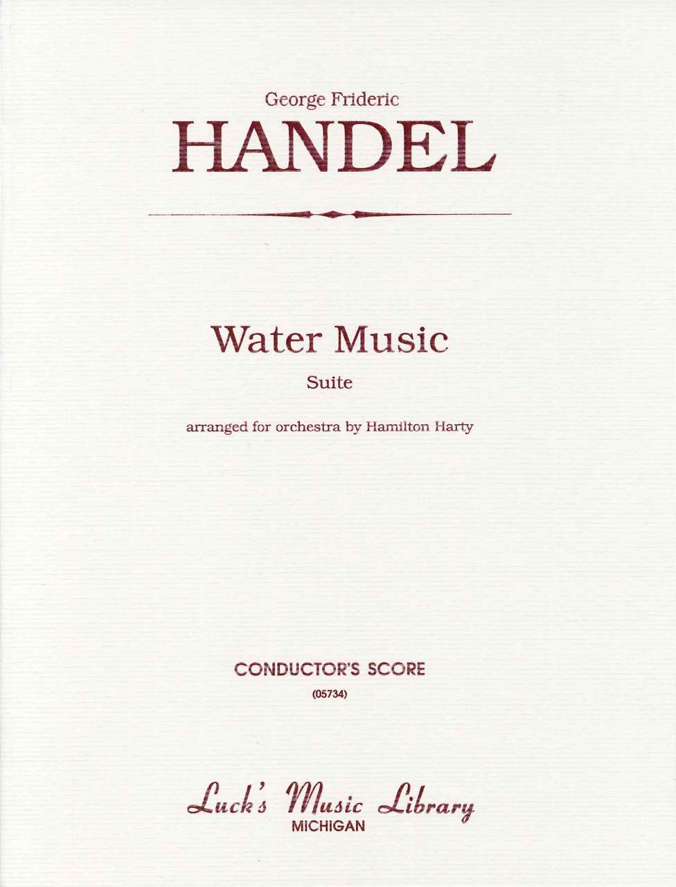 Handel, Water Music Suite (Harty) Score (Luck's Music)