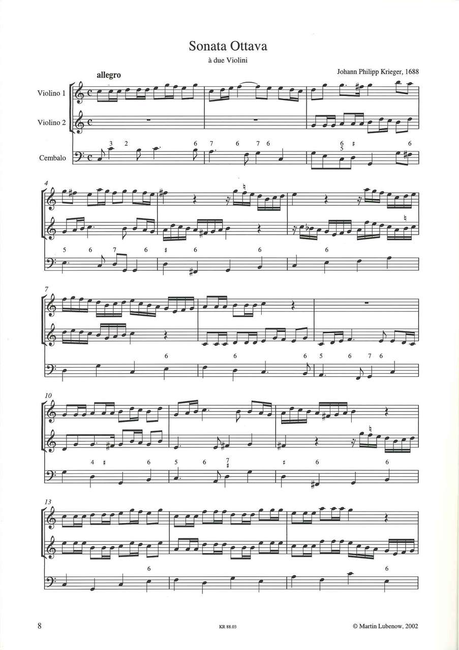 Krieger, 12 Triosonaten, 3: 7-9 (Musiche Varie/Martin Lubenow)