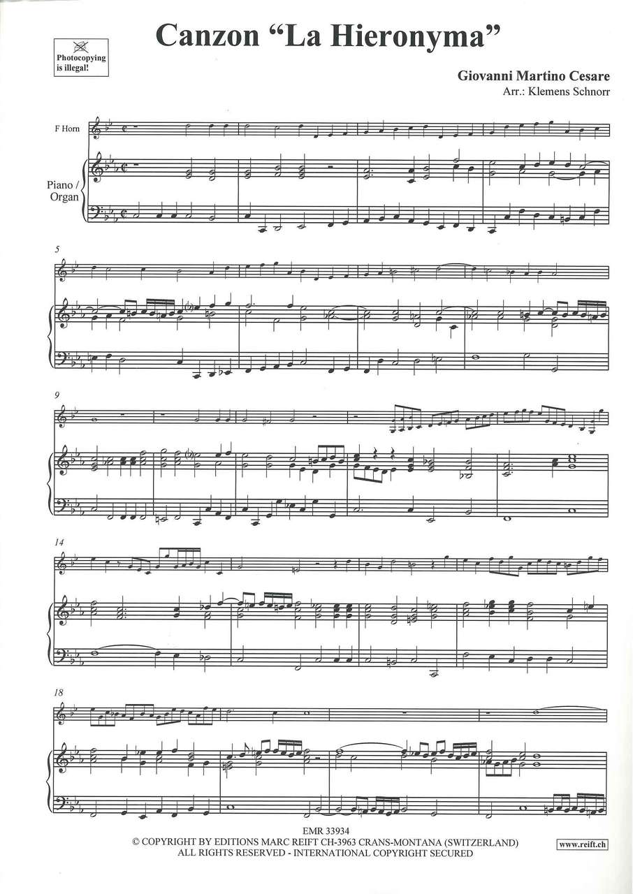 Cesare, Canzon 'La Hieronyma' (Hn,Kbd) (Reift)