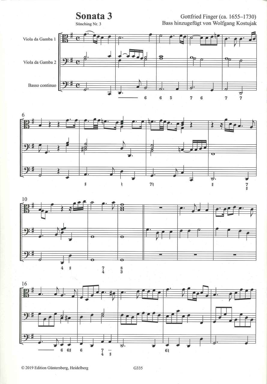Finger, Sonata 3 (2VdG,Bc) (Guntersberg/Walhall)
