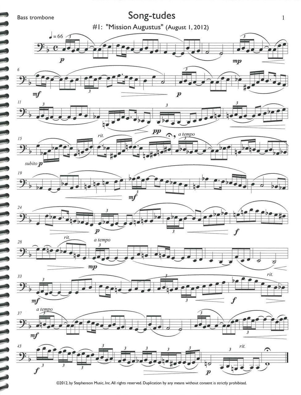 Stephenson, Song-tudes (Bass Trombone) (Stephenson Music)