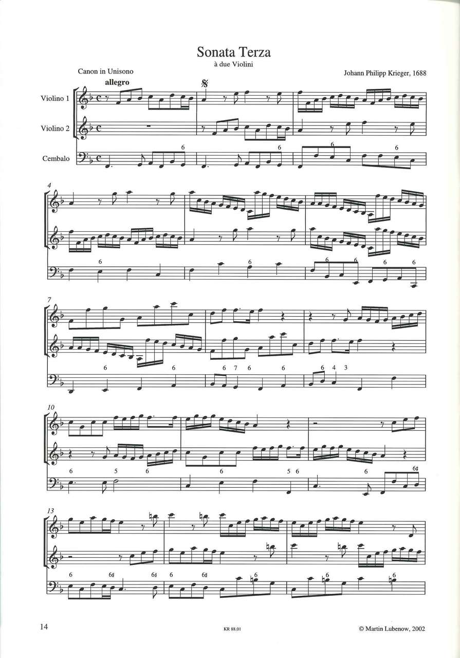 Krieger, 12 Triosonaten, 1: 1-3 (Musiche Varie/Martin Lubenow)
