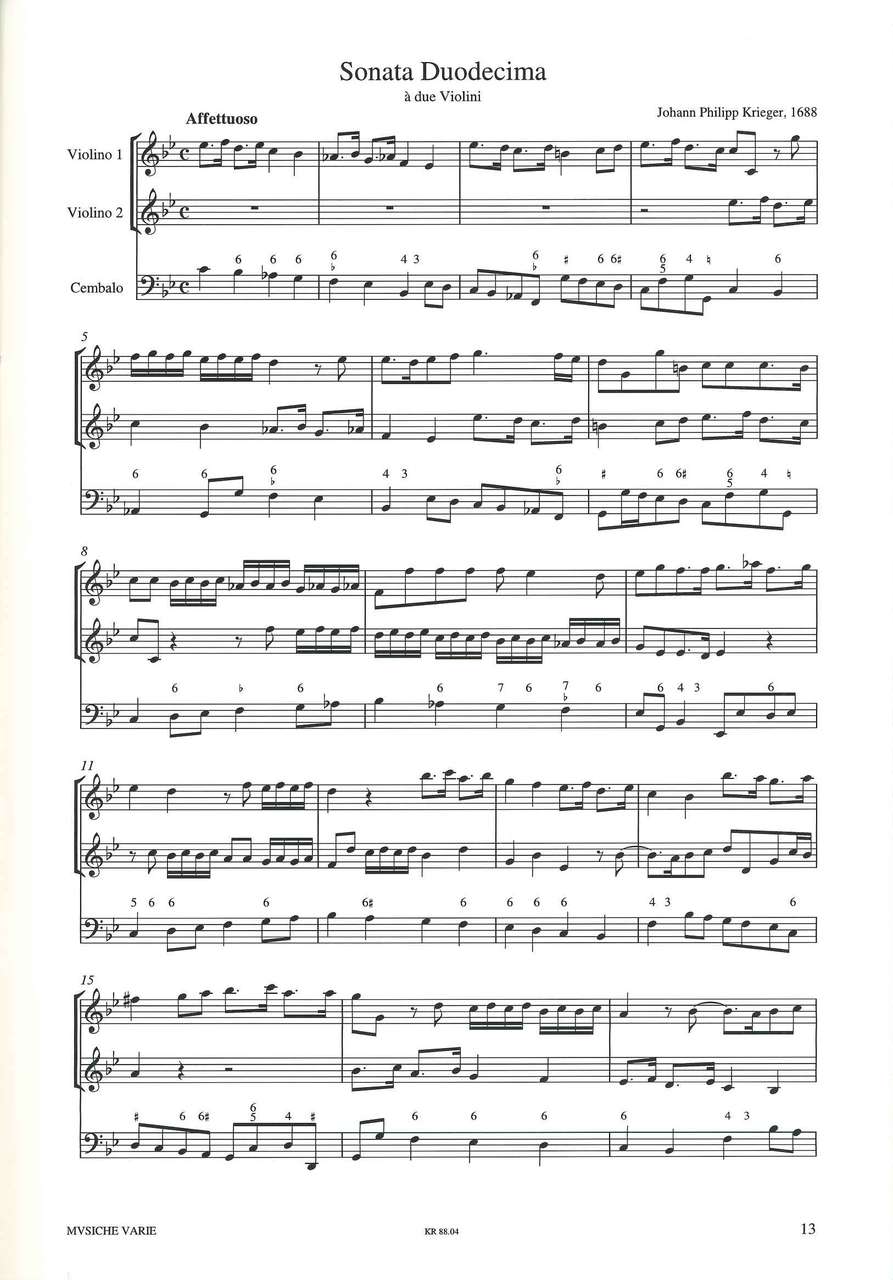 Krieger, 12 Triosonaten, 4: 10-12 (Musiche Varie/Martin Lubenow)