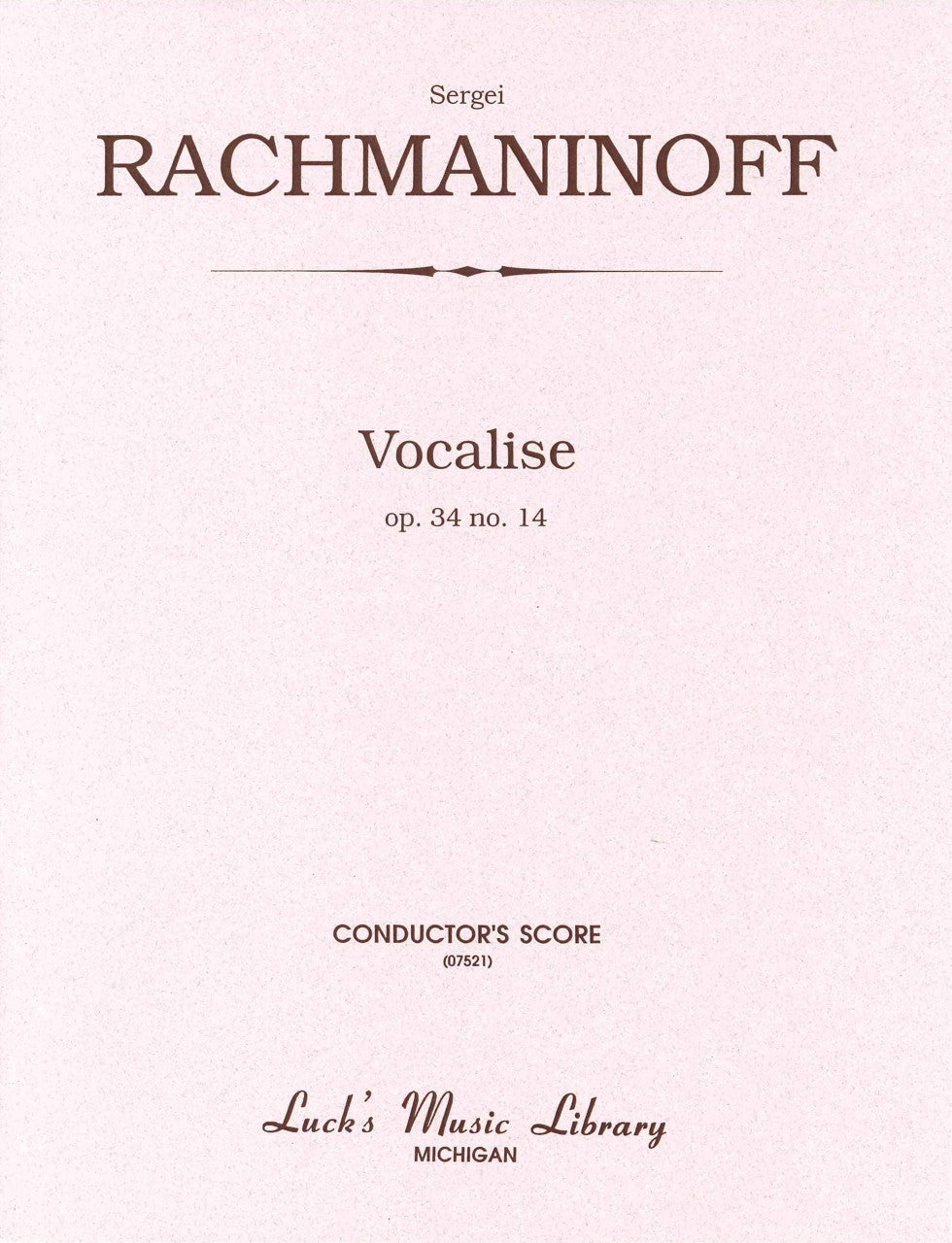 Rachmaninoff, Vocalise in e: Full Score (Luck's Music)