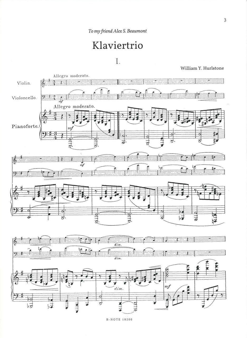 Hurlstone, Piano Trio in G major (B-Note)