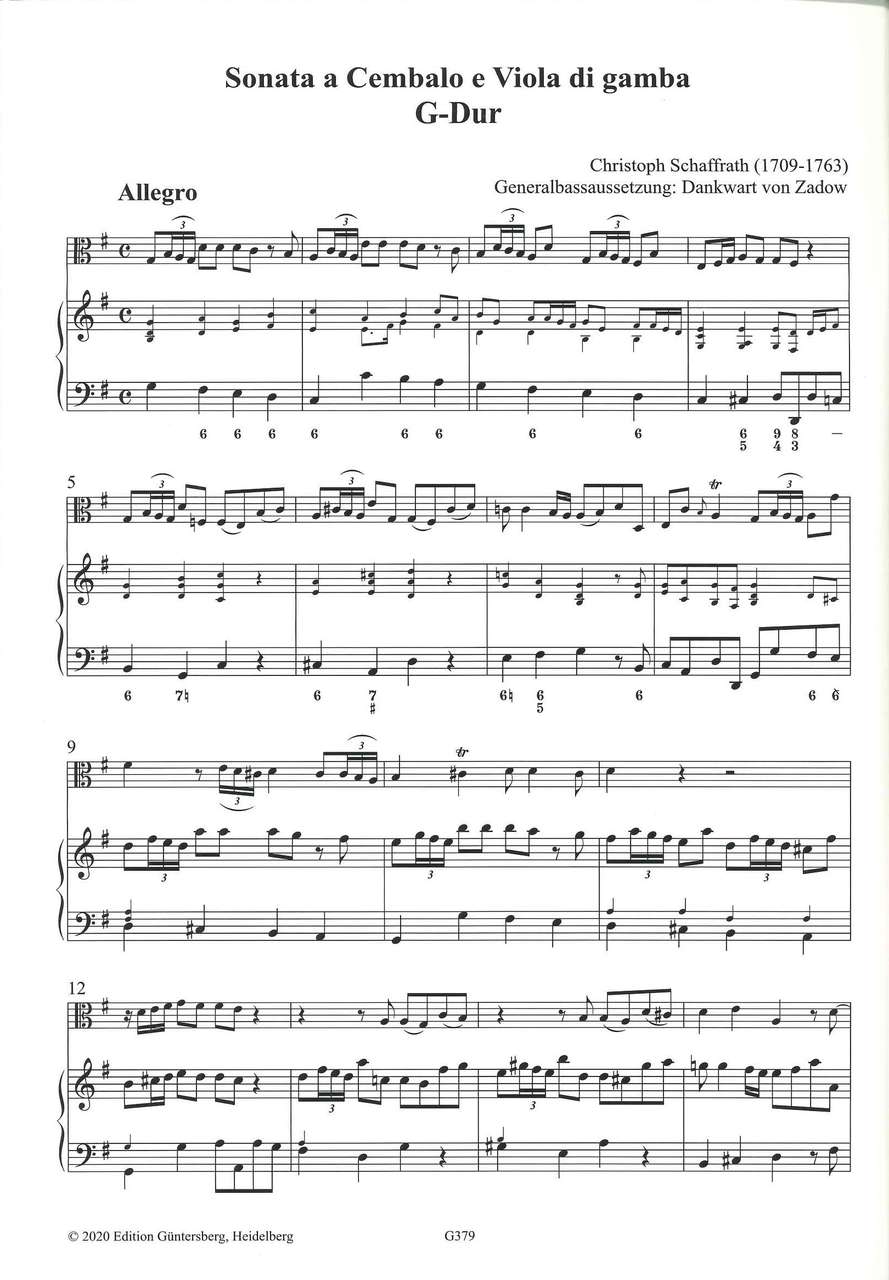 Schaffrath, Sonate G-dur (VdG,Cemb) (Guntersberg/Walhall)