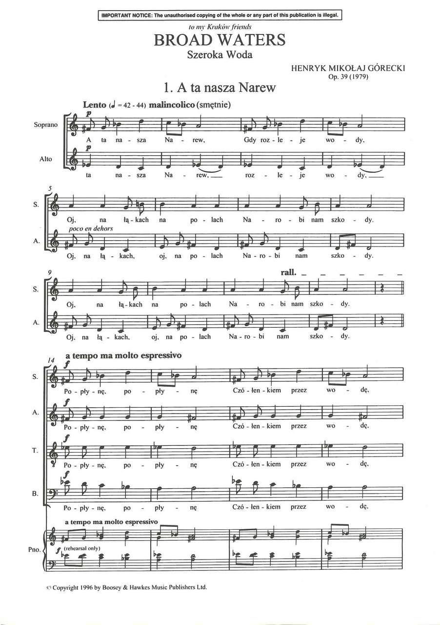 Gorecki, Broad Waters op. 39 [Pol] (Boosey)