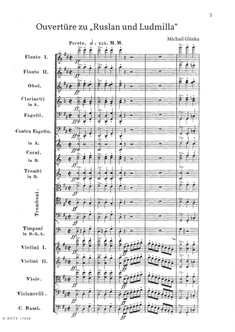Glinka, Ruslan and Ludmila, Overture (B-Note)