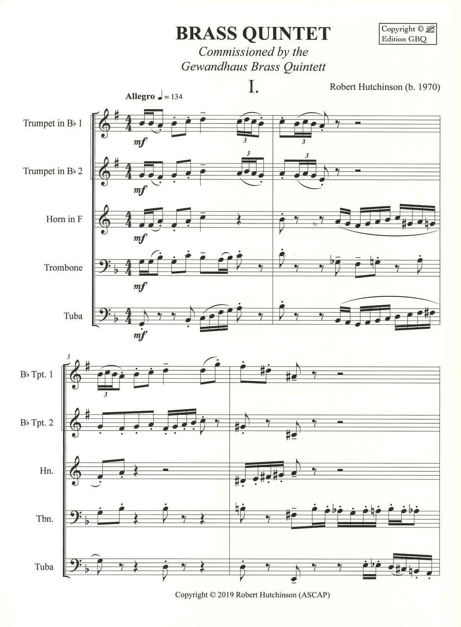 Hutchinson, Brass Quintet (Edition GBQ/Martin Schmid)