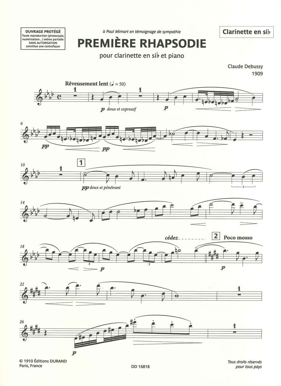 Debussy, Premiere Rhapsodie (rev.) (Durand)