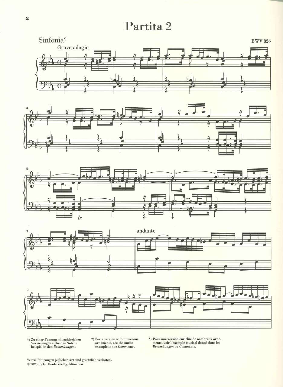 Bach, Partita 2 BWV 826 (w.o. fing) (Henle)