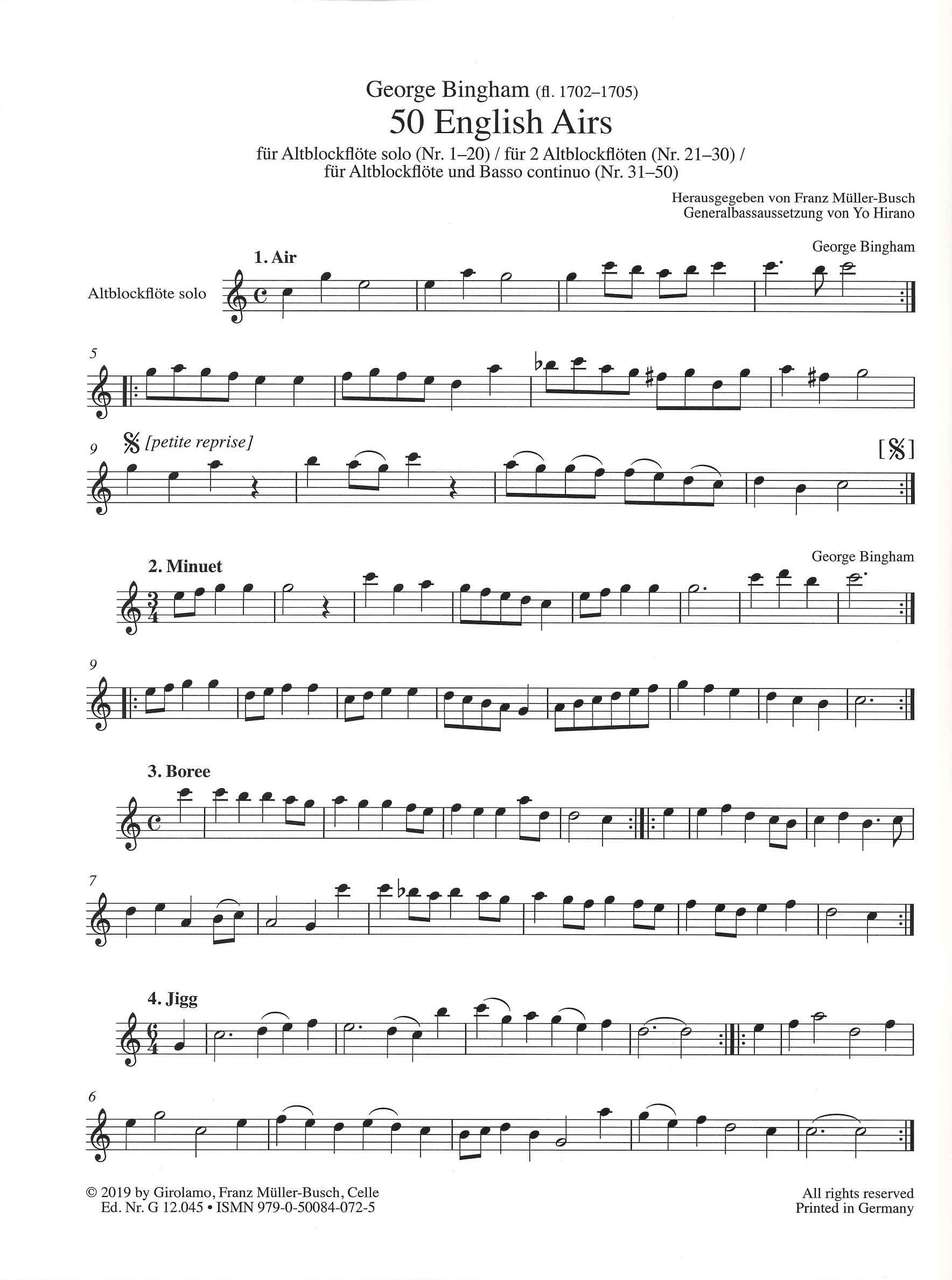Bingham, English Airs I (Girolamo Musikverlag)