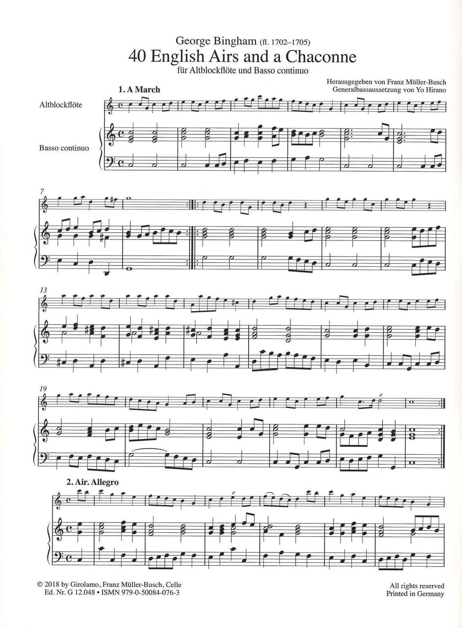 Bingham, English Airs 4 (ARec,Bc) (Girolamo Musikverlag)