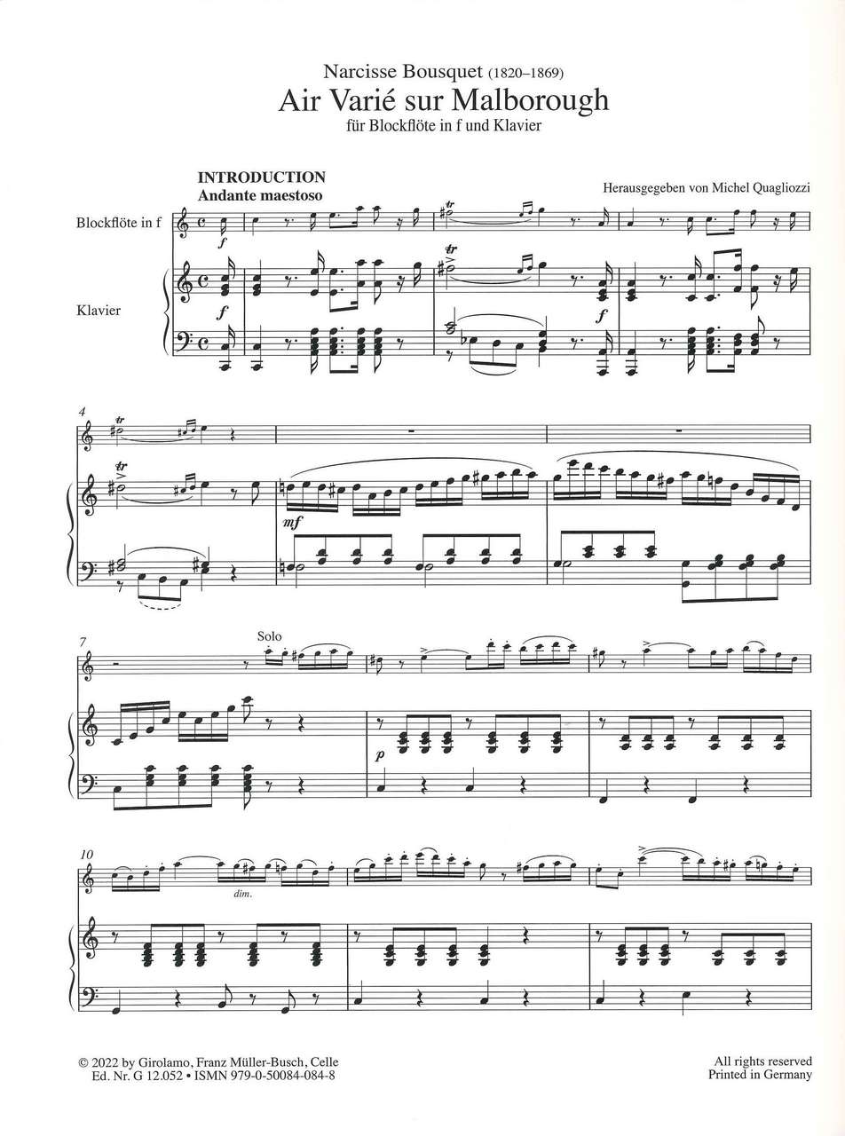 Bousquet, Air varie sur Malborough (Girolamo Musikverlag)