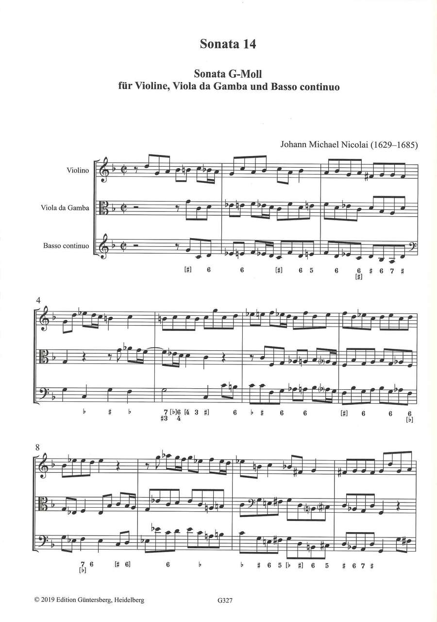 Nicolai,J.M., Sonata 14 in g (Vn,VdG,Bc) (Walhall)