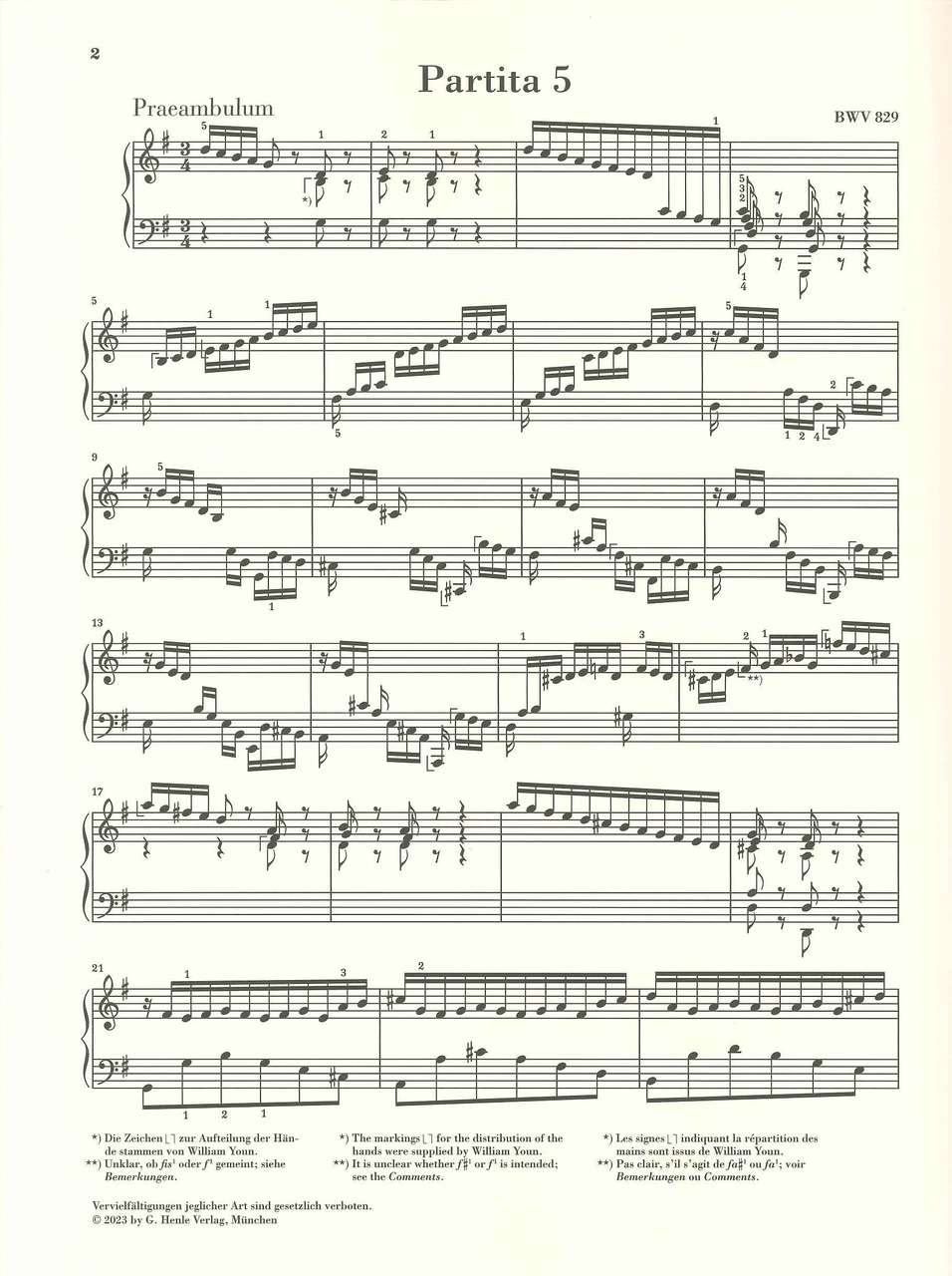 Bach, Partita 5 G-dur, BWV 829 (Henle)