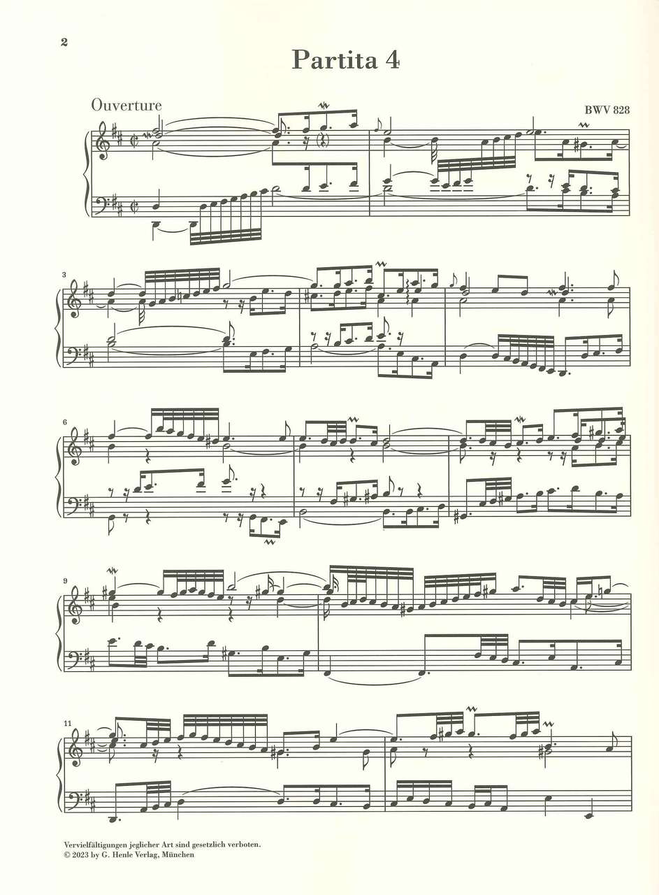 Bach, Partita 4 BWV 828 (w.o. fing) (Henle)