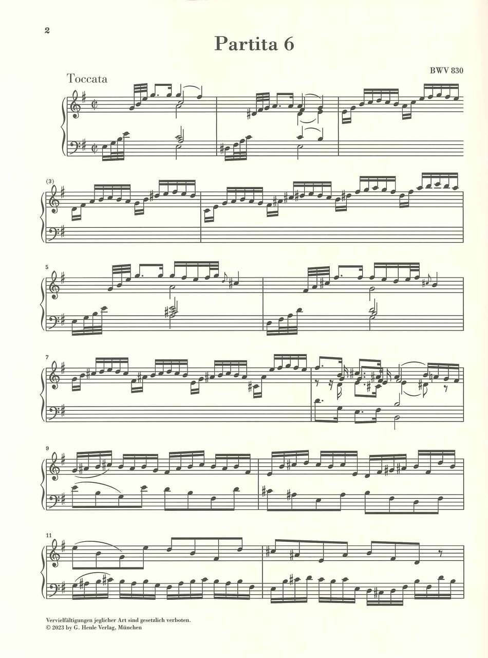 Bach, Partita 6 BWV 830 (w.o. fing.) (Henle)