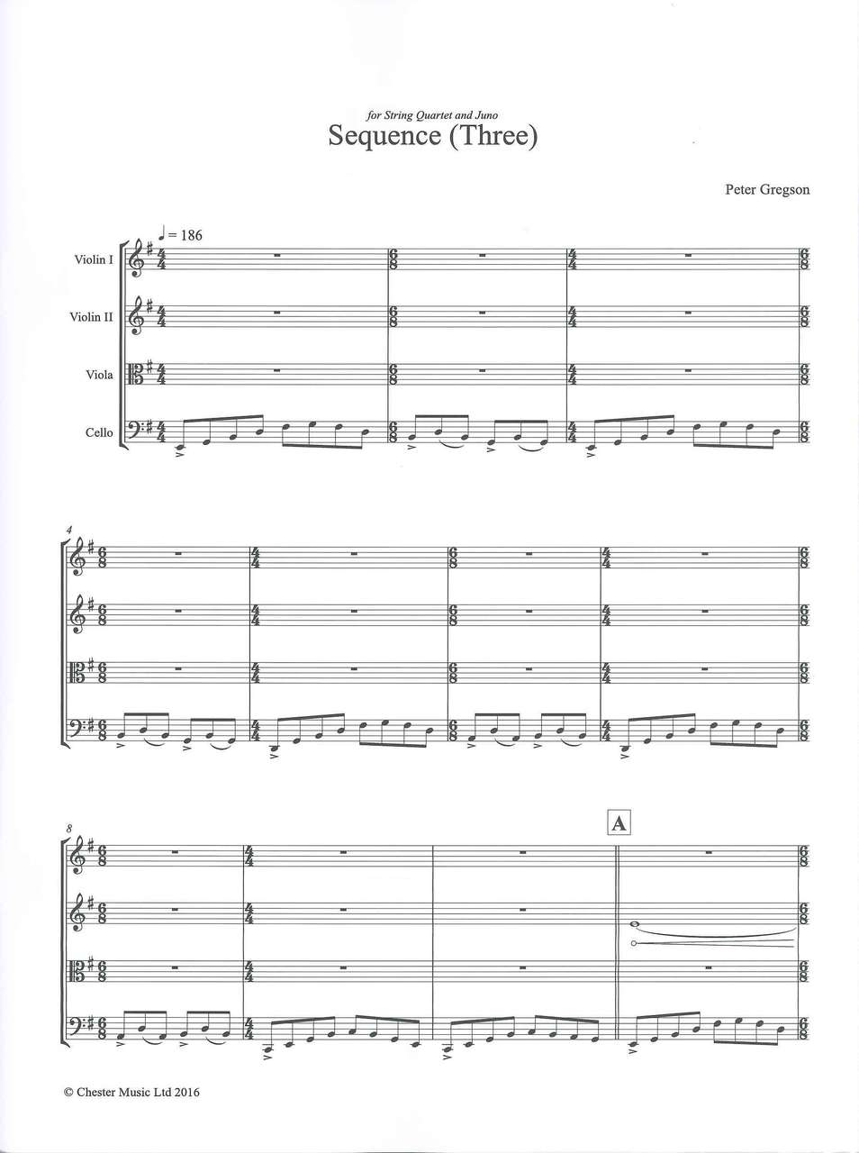Gregson,P., Sequence Three (Score,Parts) (Chester)