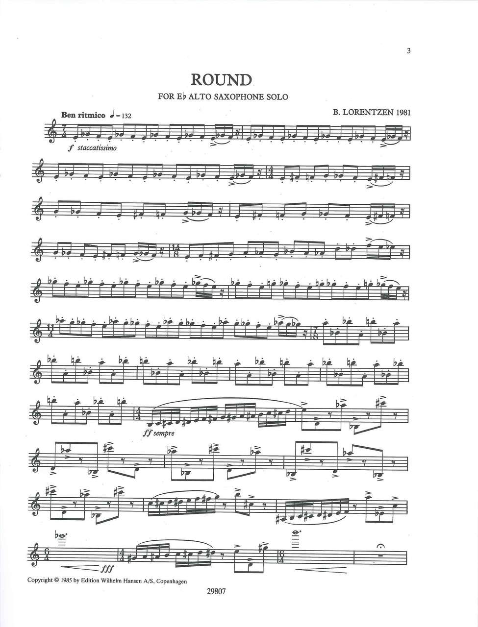 Lorentzen, Round (ASax Solo) (W.Hansen)