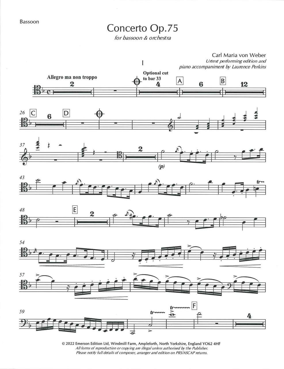 Weber, Concerto op. 75 in F (Perkins) (Emerson Edition)