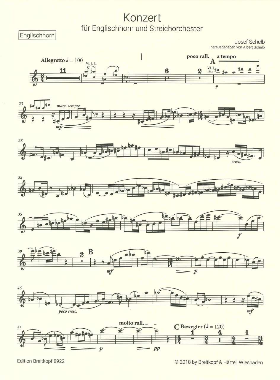 Schelb, Concerto (English Horn,Piano) (Breitkopf)