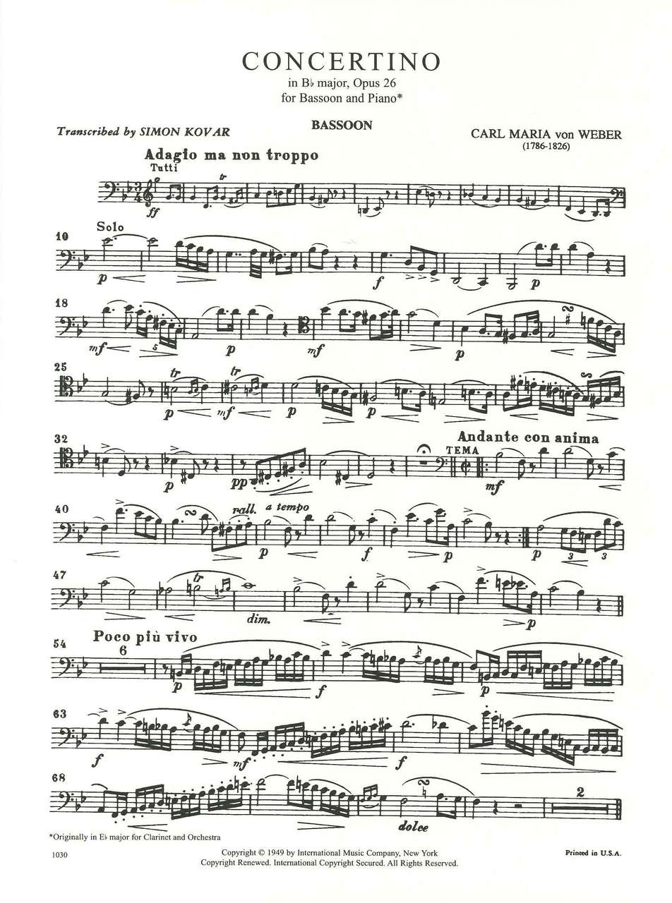 Weber, Concertino op. 26 in Bb (IMC)