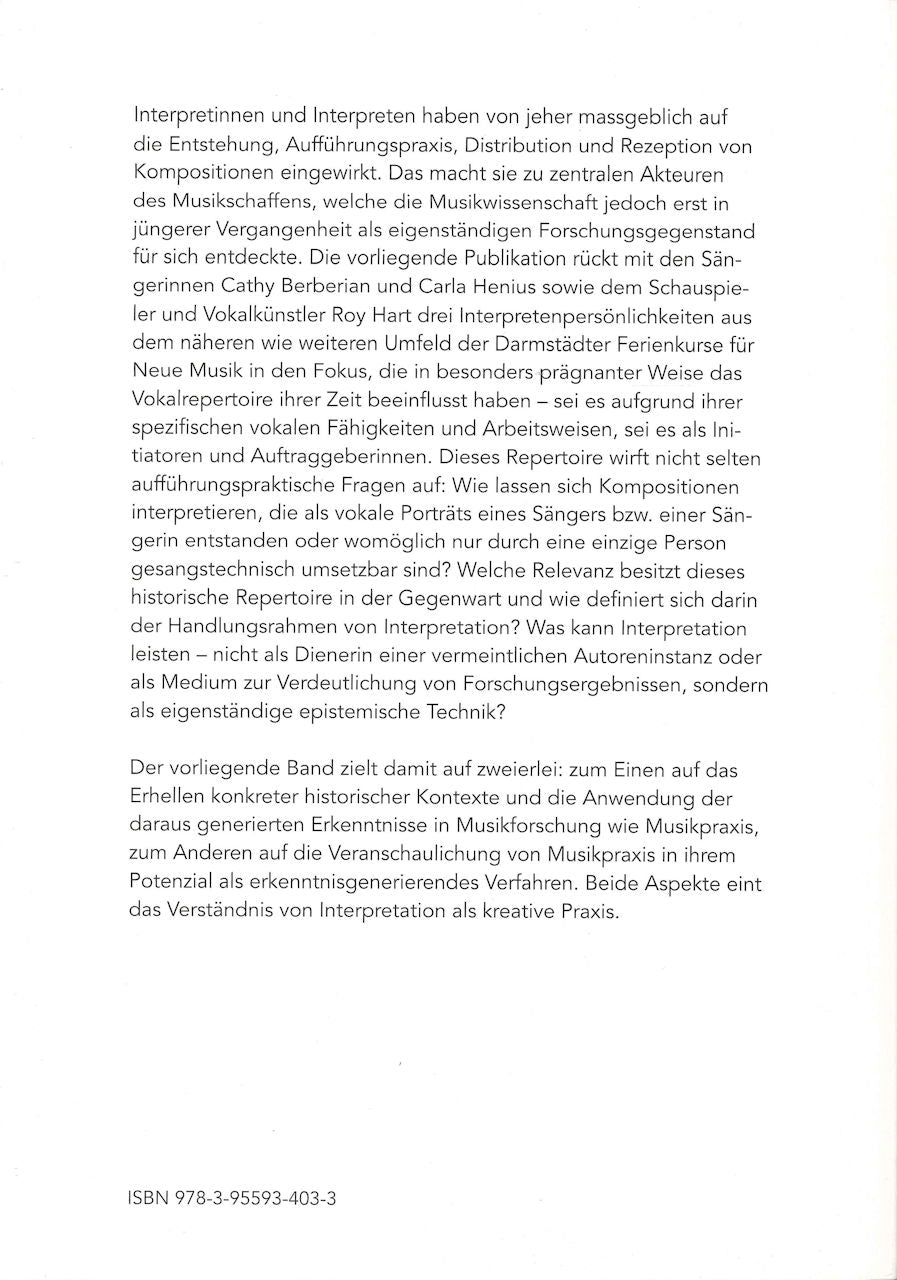 Kruger, Musik uber Stimmen: Vokalinterpr (Wolke verlag)