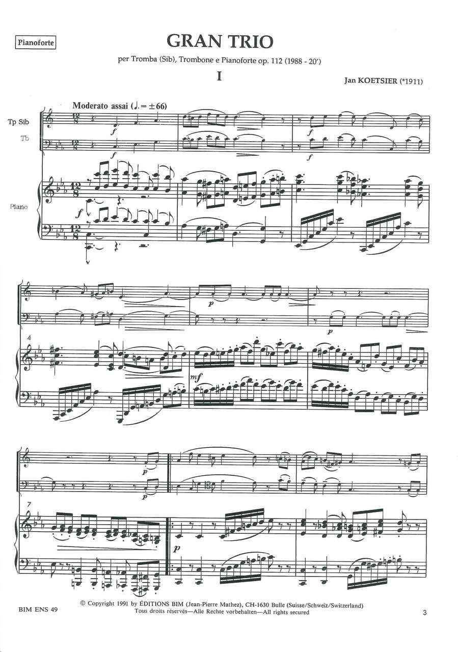 Koetsier, Gran Trio op. 112 (Trp,Tbn,Pf) (Bim)