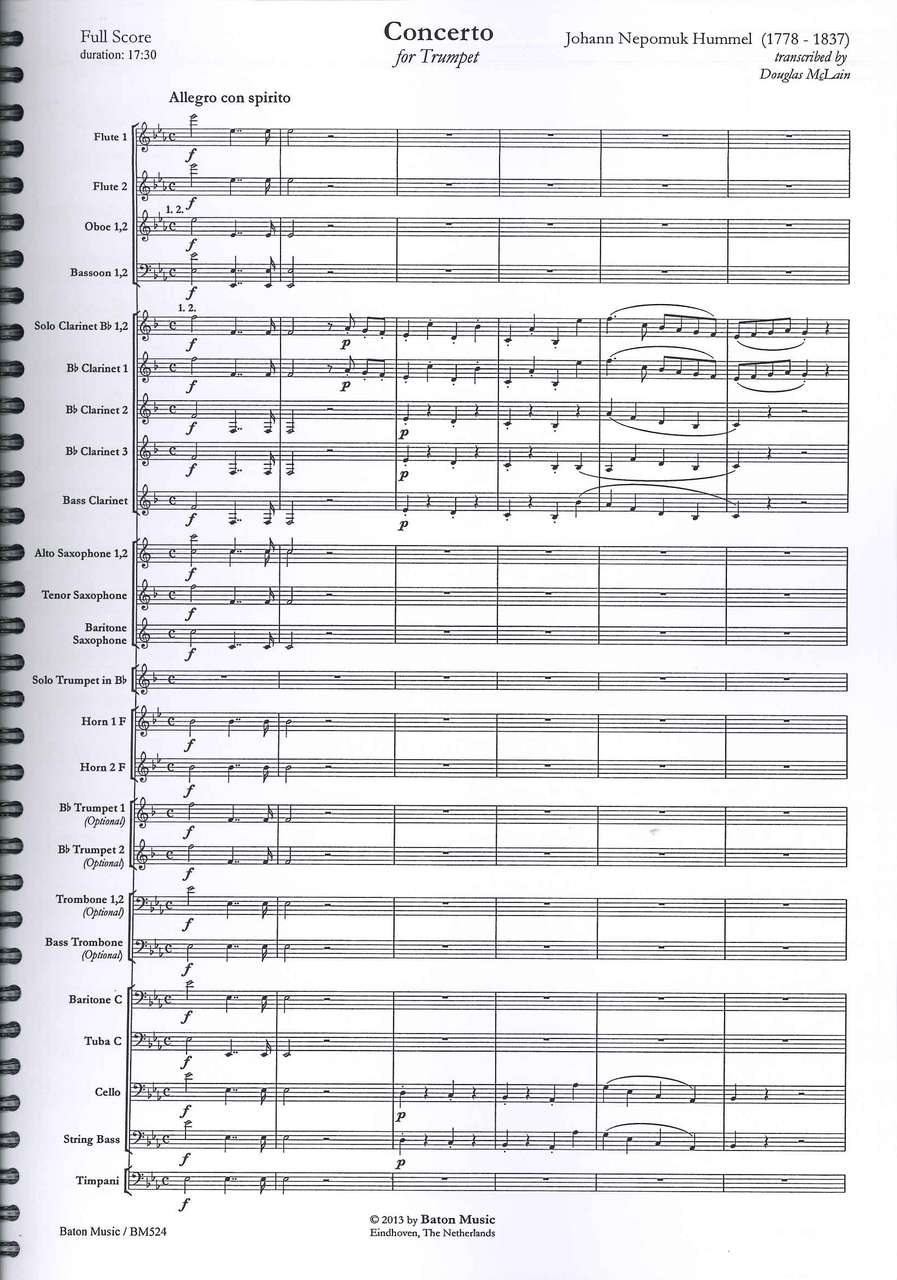 Hummel, Concerto for Trumpet (Trp,Band) (Baton Music)