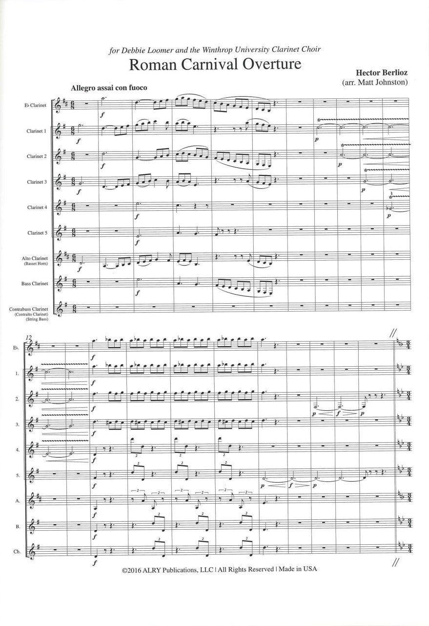 Berlioz, Roman Carnival Ov (Cl.Choir) (Alry Publications)
